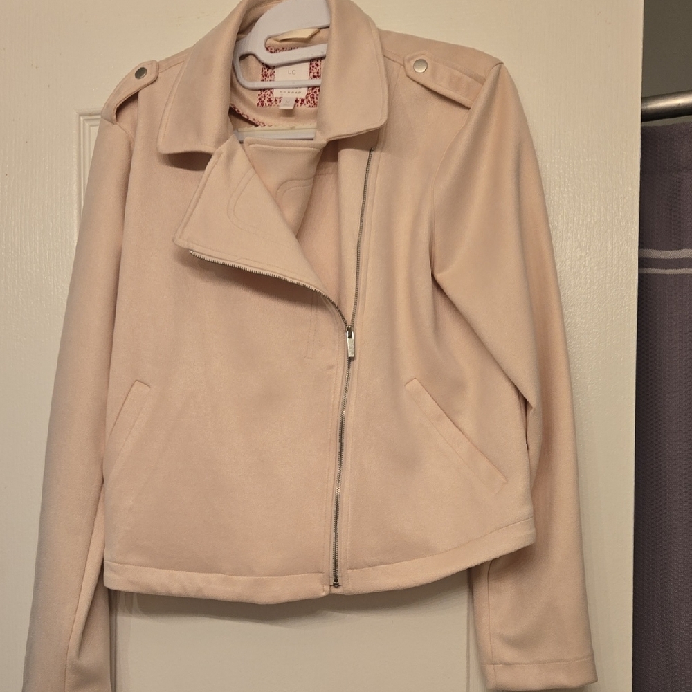 LC Lauren Conrad Cream Leather Moto Jacket